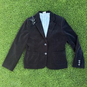 VTG Disney Tinkerbell Black Velvet Embroidered Blazer Large (Runs Small)